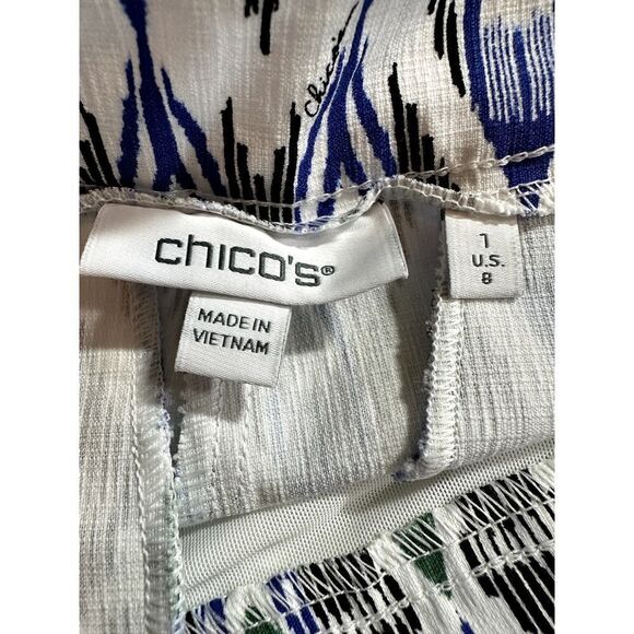 CHICO'S Women's 40th Anniversary Brigitte Ikat Cropped Pants White Size 8 - Picture 3 of 11